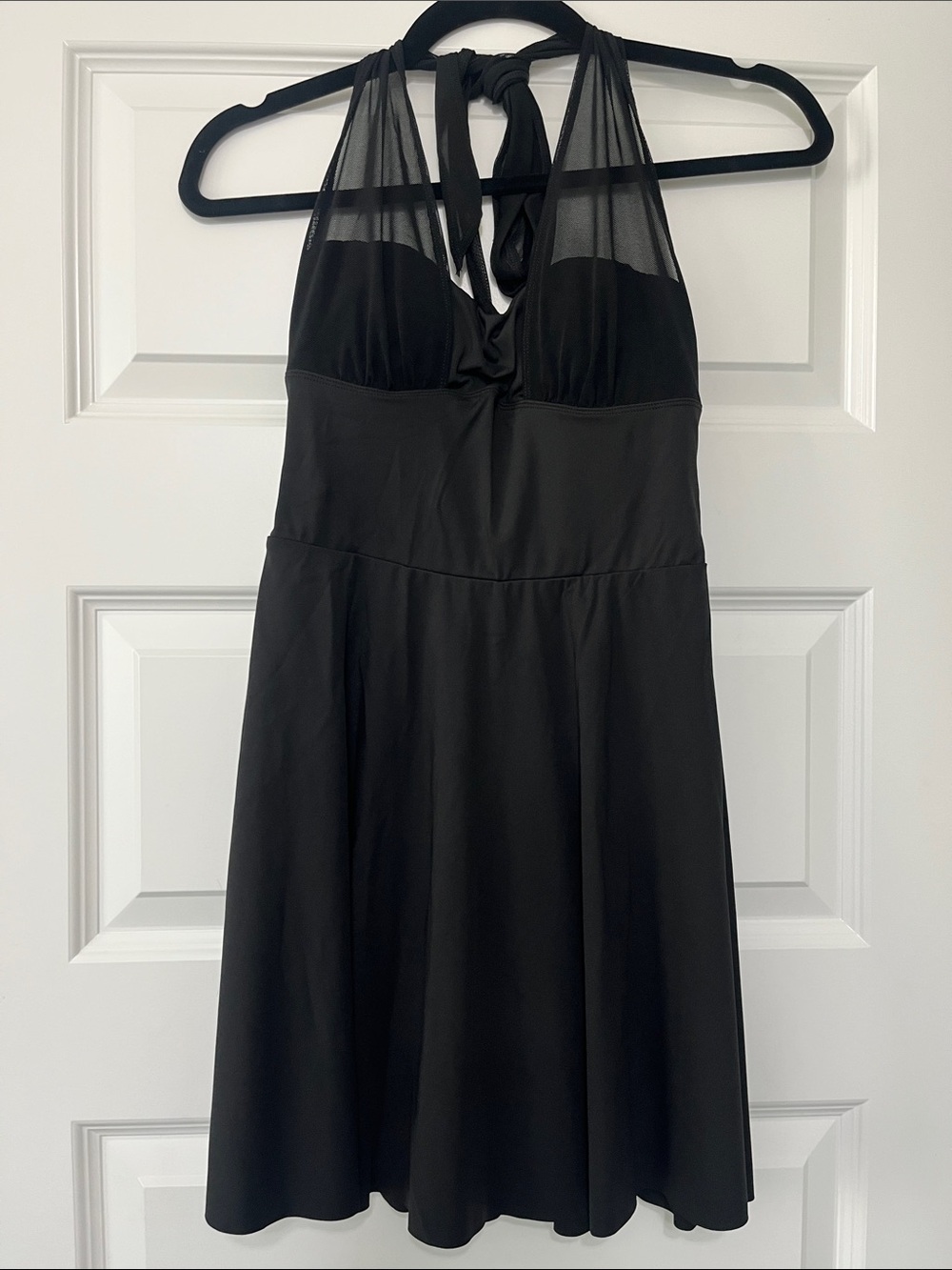 HALARA Black Mesh Halter Mini Dress